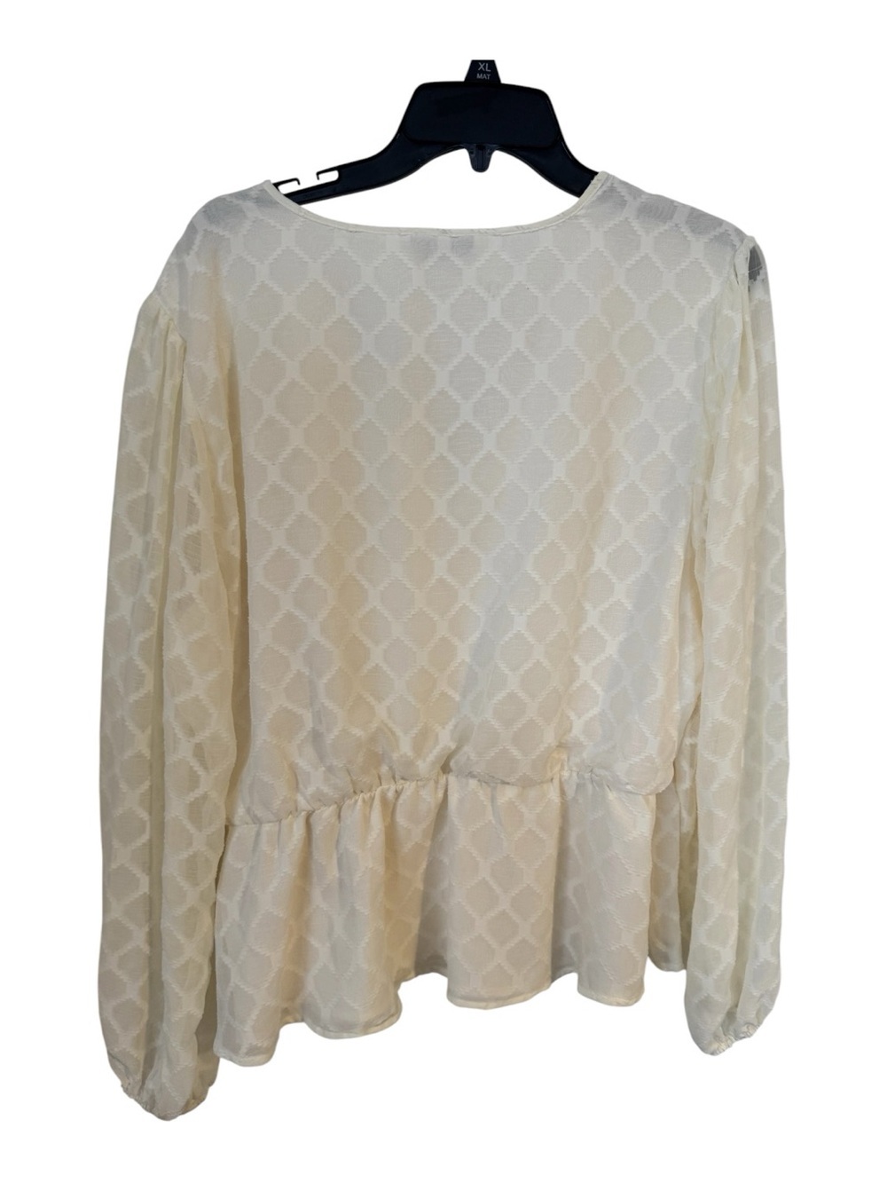 Elizabeth and James Cream Textured Tie-Front Peplum Blouse - Picture 4 of 7